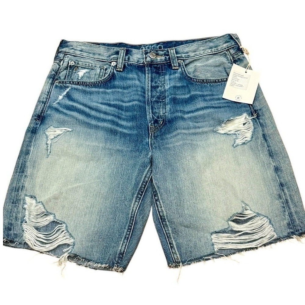 NWT Etica Narin Long Distressed Relaxed Denim Jean Shorts 90's Size 27